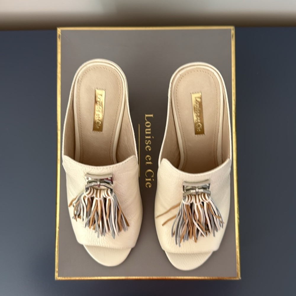 “LOUISE et CIE” Lokemi BEAUTIFUL Cream Leather Mule - Picture 4 of 6